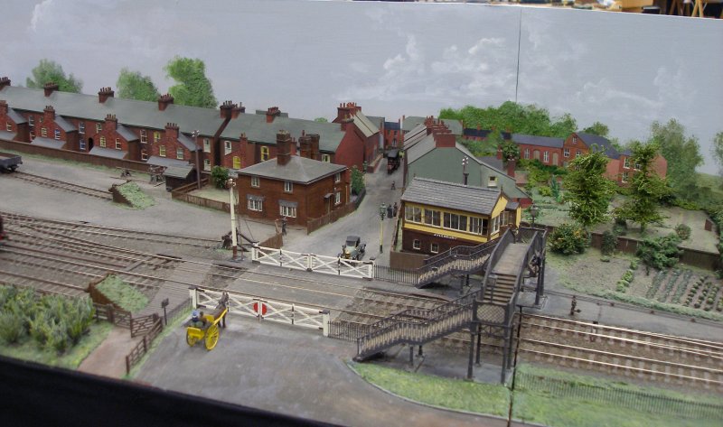 Close up of the signal box and level crossing