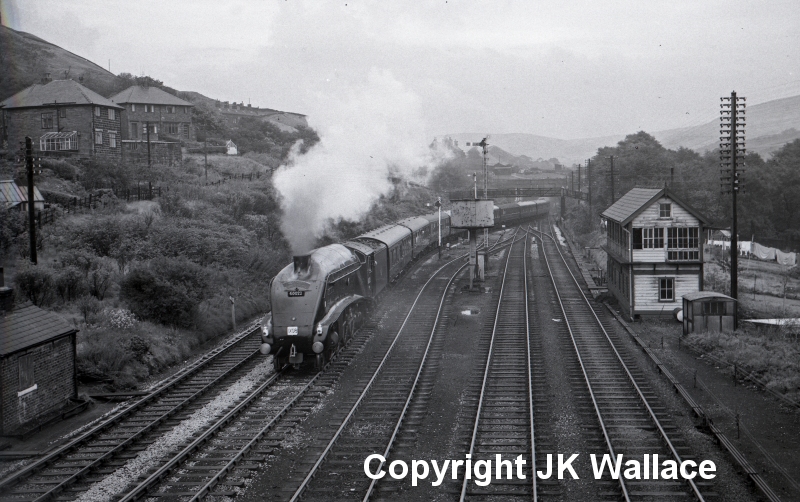 BR 60022 'Mallard' passing Hall Royd Junction at 12:55 on 30 September 1961 with the 'Northern Ru=ubber Special' photographed by Eric Bentley