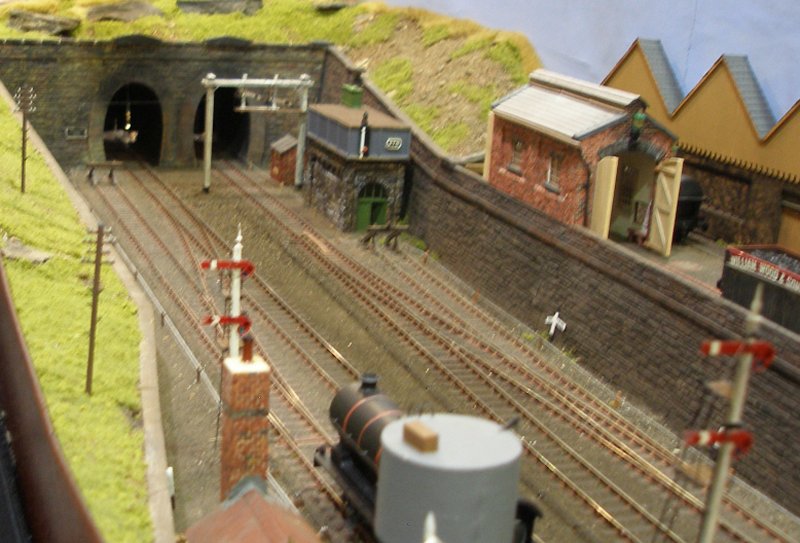 Calderwood L&YR 4mm scale model railway showing tunnel mouths