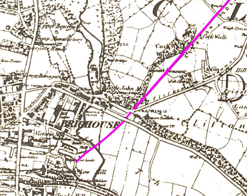 Extract from early map showing the Clifton Colliery Railway when it terminated at Ox Pit. 