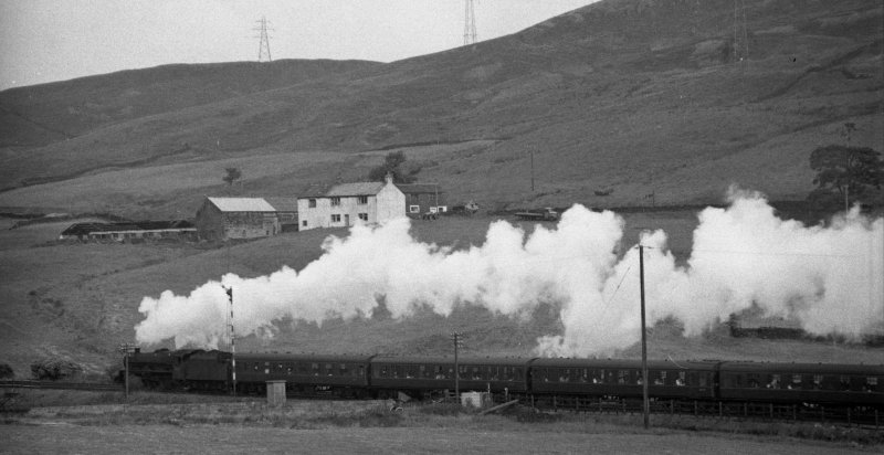 Stanier Jubilee 45647 'Sturdee' approaches the summit at Copy Pit with 1X04 Leeds City - Blackpool North at 10.20 a.m. on 30 August 1965.