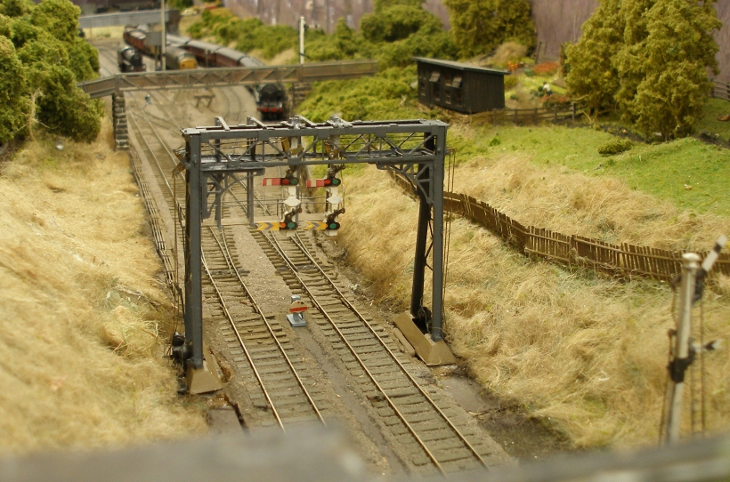 Hall Royd Junction Gallows signal in model form looking towards to Todmorden and Manchester