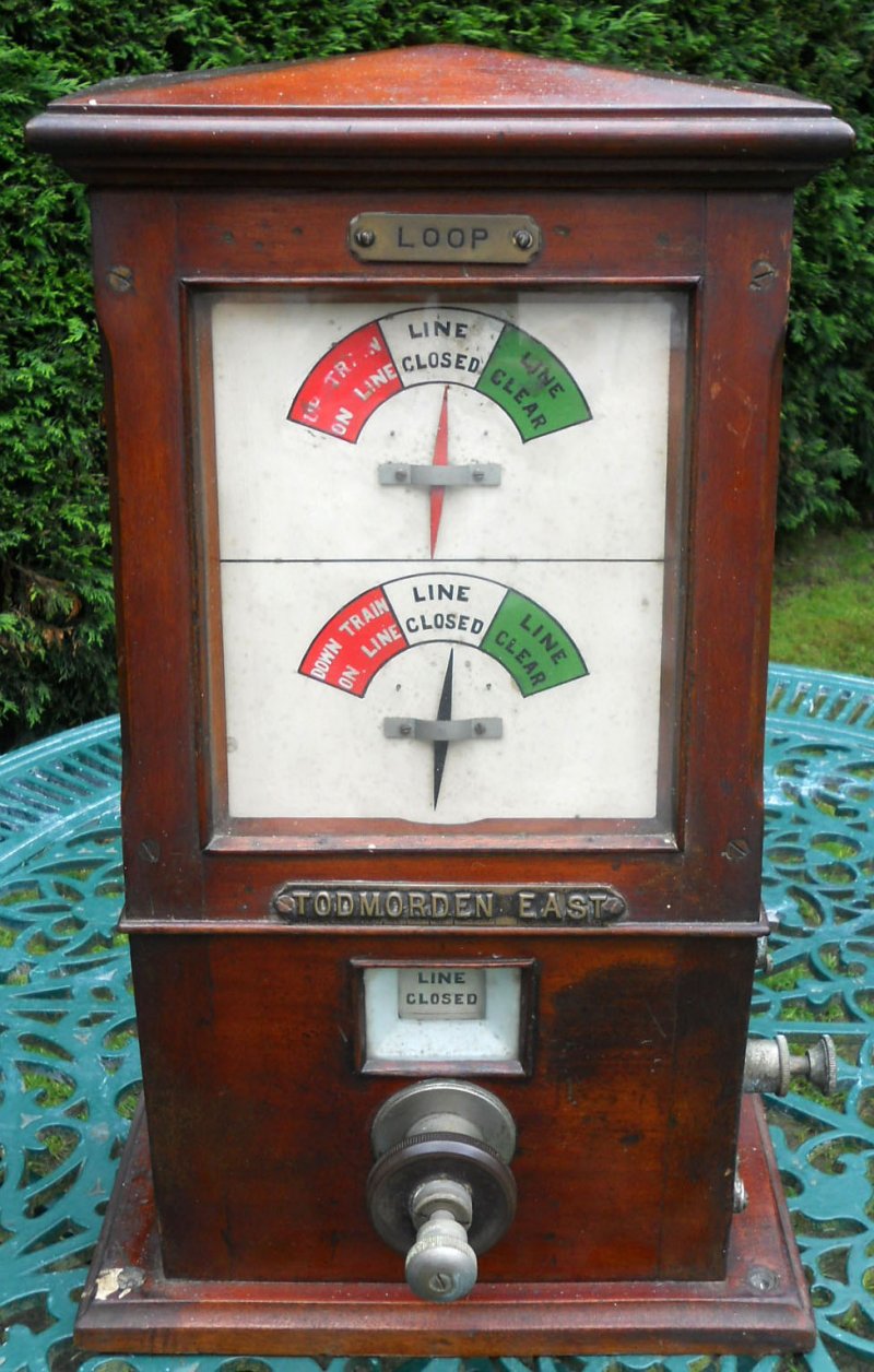 Hall Royd Junction signal box block instrument for the loops towards Todmorden East as it appeared in the Great Northern Railway Auction 7 October 2017.