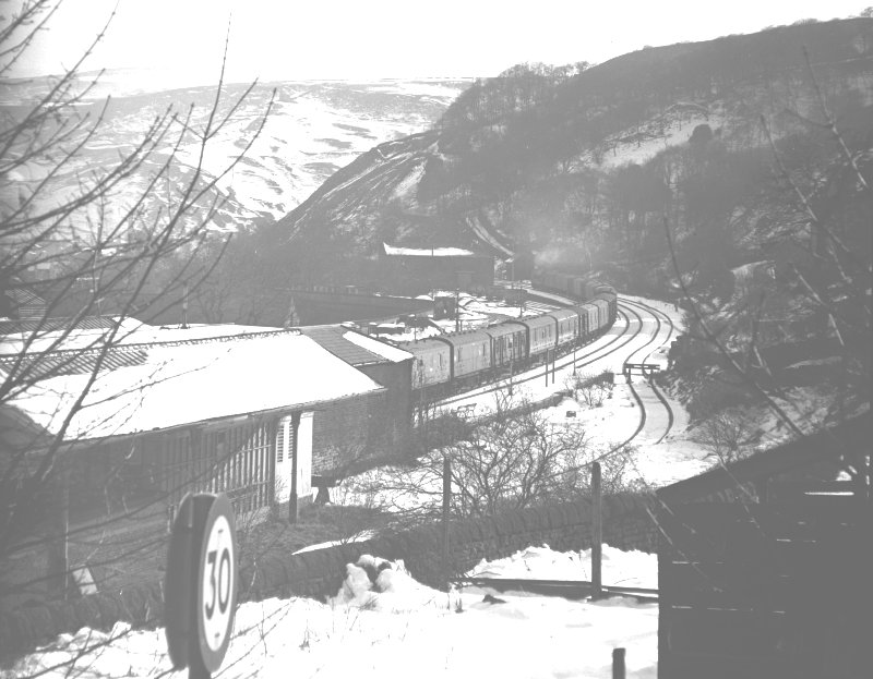 11.50 Newcastle – Red Bank Manchester Empty Newspaper Vans passing the site of Todmorden West Signal Box 17.30 on Sunday 3 April 1966