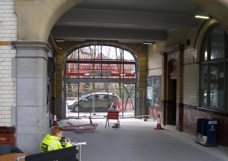 Manchester Victoria Railway Station 11 April 2015 on the occasion of a guided tour organised by the Lancashire & Yorkshire Railway Society:  entrance passageway