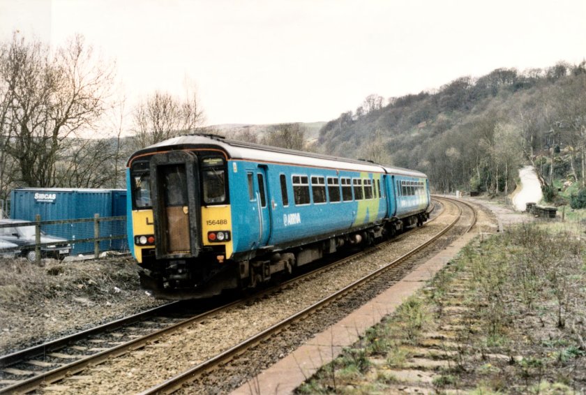 BR Class 156 156488 (NL) departs on the 2M42 12.24 York - Manchester Victoria on 10 April 2003.