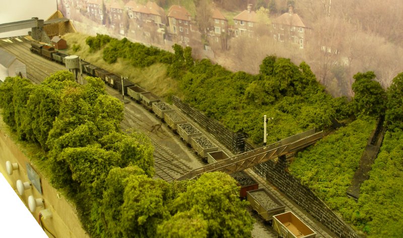 Drones-eye view of Hall Royd Junction (the model) as at 4 September 2015 looking westwards towards HAll Royd Road bridge.