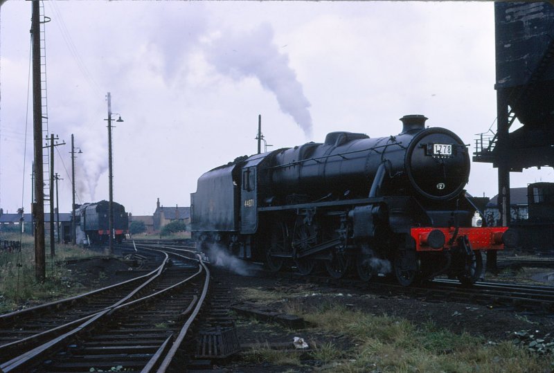 Stanier Black 5s 44871 and 44894 readied for 'End of Steam' specials at Rose Grove on Saturday 4 August 1968.