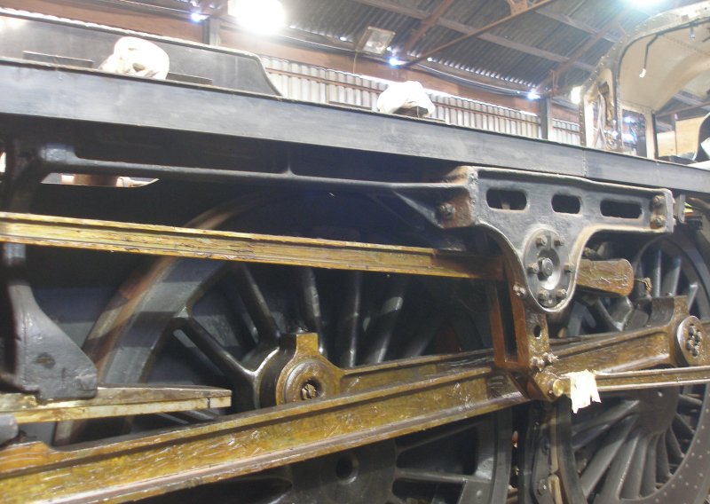 Stanier Black 5 45491 as seen at Loughborough Central, Great Central Railway on 30 December 2014. Deatil shot showing motion bracket.