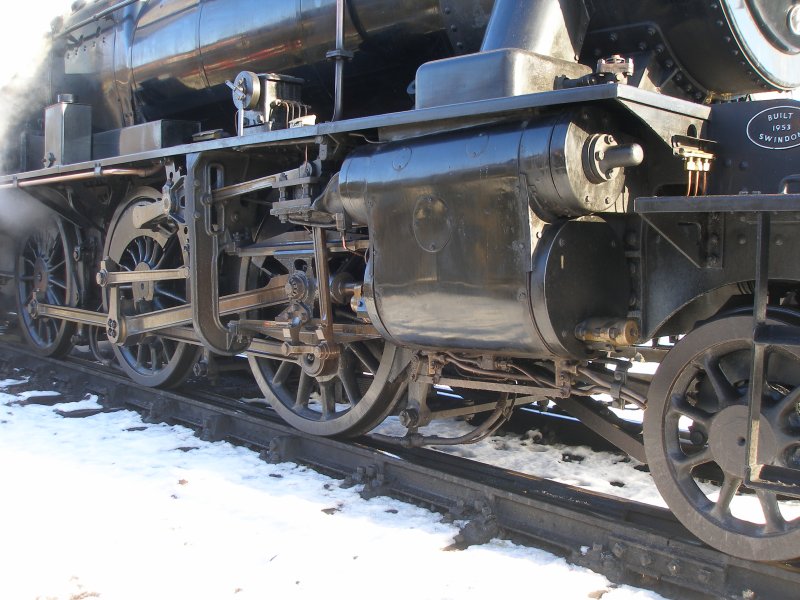 Ivatt Class 2MT 2-6-0 46521 at Loughborough Central on 30 December 2014. Showing cylinder detail