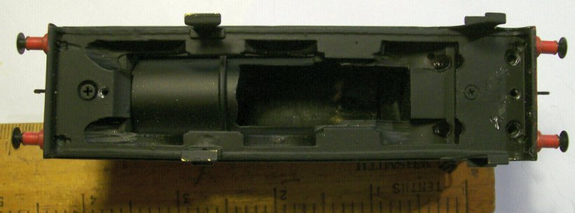 OOWorks LYR Barton Wright Class 23 0-6-0 saddle tank body underside, as purchased off eBay