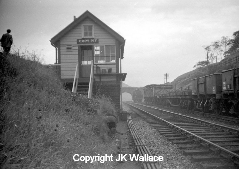 Steam has been shut off and the banker, Horwich-built Crab 42727, has come to a stand at Copy Pit behind the freight train it has banked from Stansfield Hall.