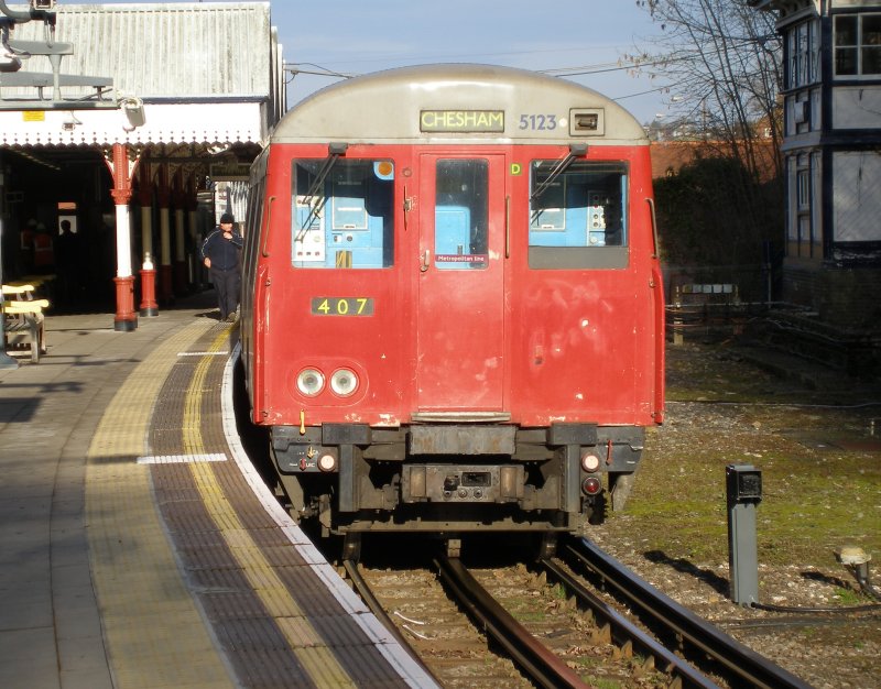 A60 4-car stock train standing at Chesham 09 December 2010