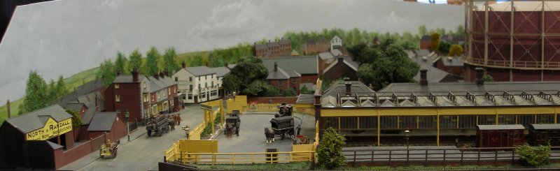 Guy William's Aylesbury (18.2mm gauge) showing the station buildings and canopy.