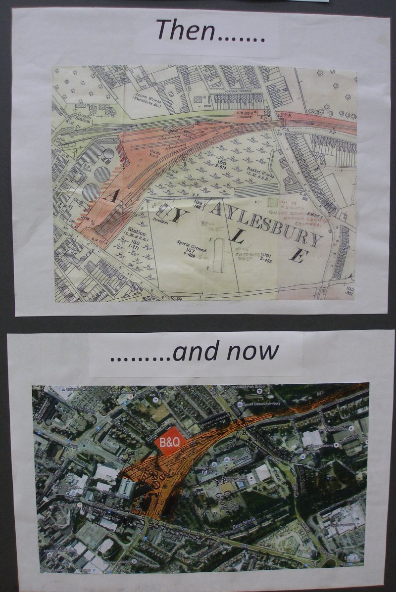 Guy William's Aylesbury (18.2mm gauge) showing the original site compared to modern mapping.