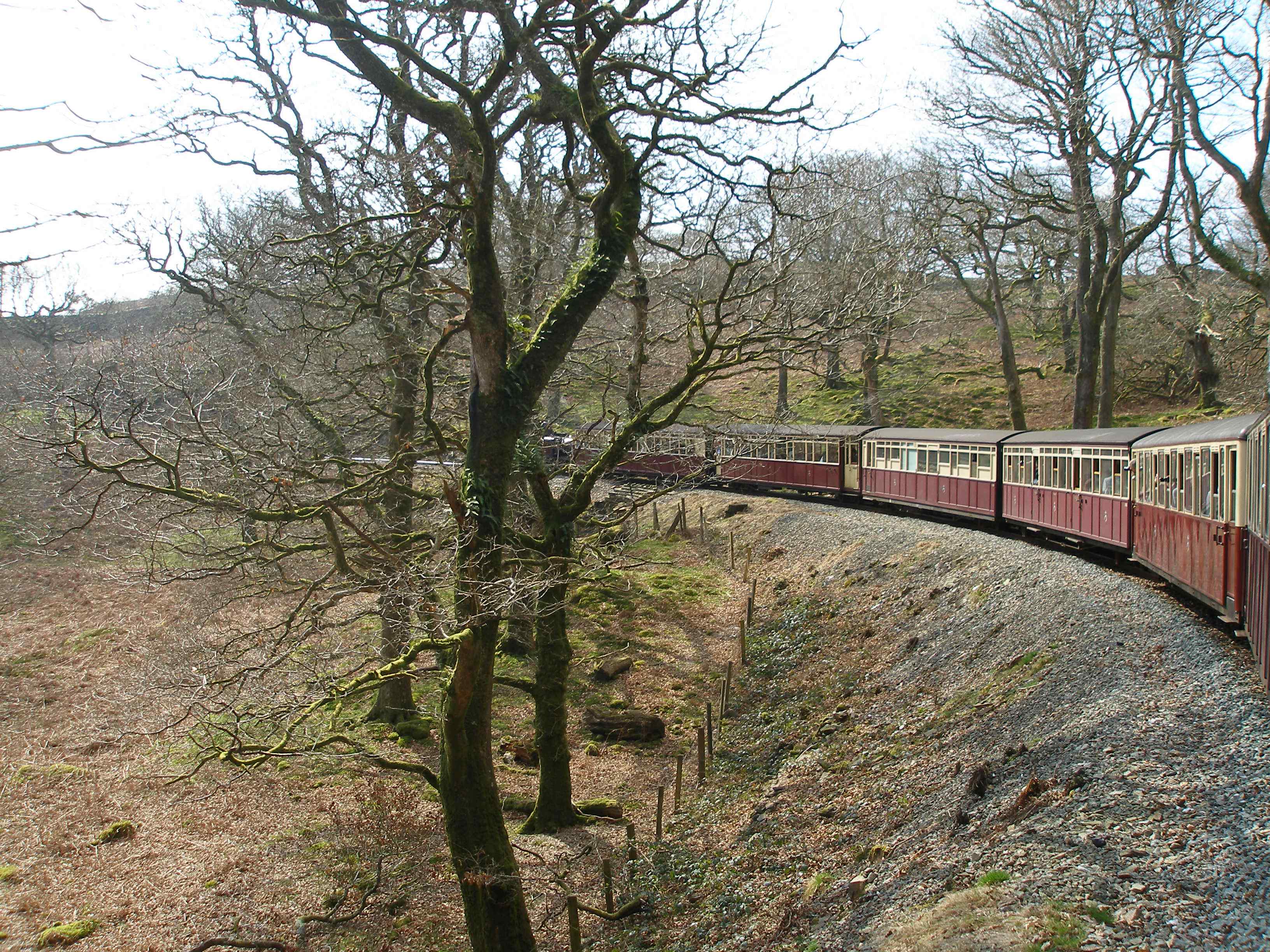 The Ffestiniog Railway's Deviation Route above Ddaullt station; entering the curve leading to Barn Cutting. I can honestly say that I have not laid very much track. But this section is the primary exception. Ably aided by John Sowerby and Andy Savage, we laid this section one afternoon when permanent track was being laid to enable access for both works trains and a short-lived passenger shuttle from Ddaullt.