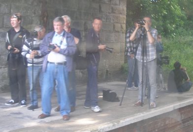Photographers at Rainford Junction on the afternoon of 31 May 2014 recording the Topper Chopper.