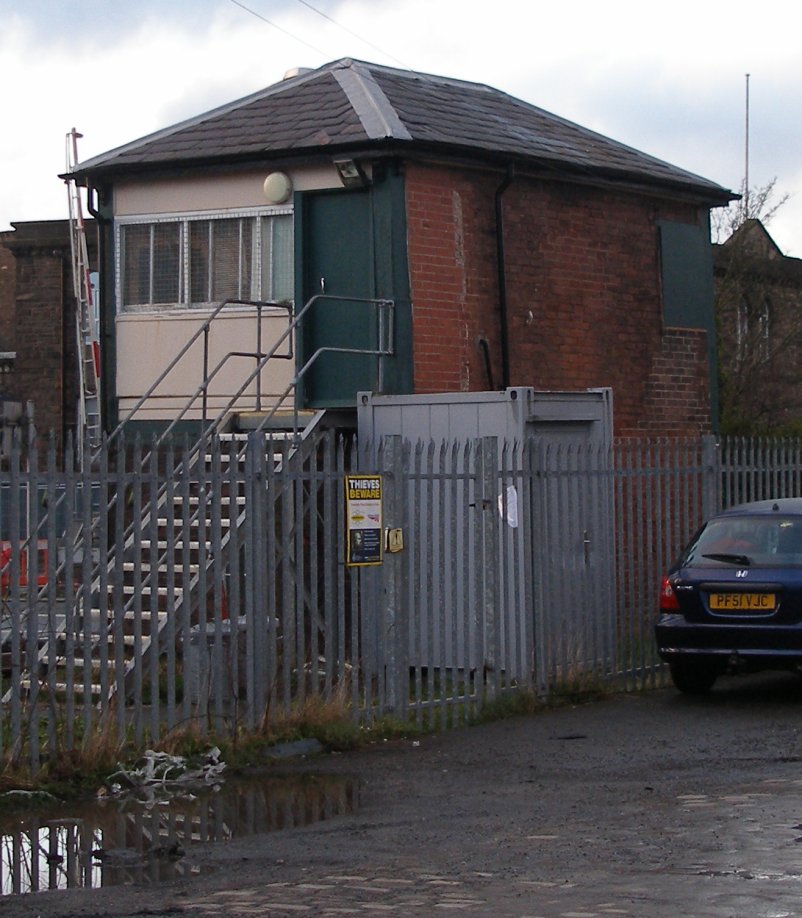 Three quarters rear view of Brierfield Box - note different coloured brock work on the left hand side of the rear wall where the wooden lavatory was cantilevered out from the main structure.