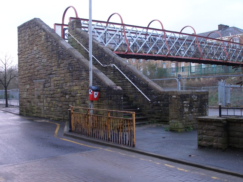 Brierfield Station footbidge Rose Grove - Colne branch 22 March 2014