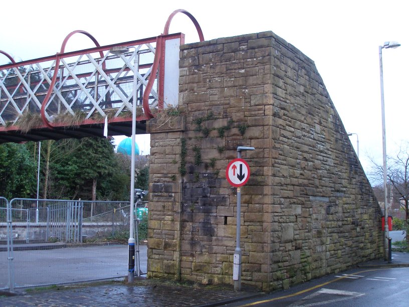 Brierfield Station footbidge Rose Grove - Colne branch 22 March 2014