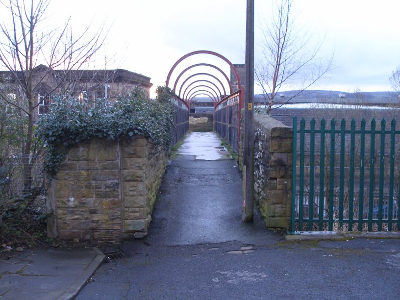 Brierfield Station footbidge Rose Grove - Colne branch 22 March 2014