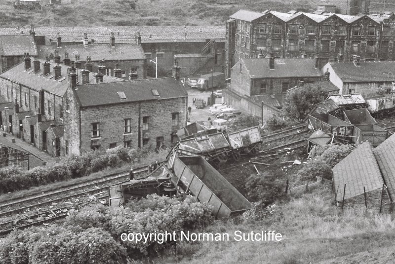 Cornholme Crash 16 August 1967: clear-up operations in progress.