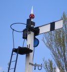 Rear iof 1933 GWR steel home signal at Didcot Railway Centre 6 May 2013