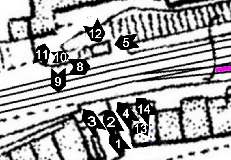 Map of Eastwood Bridge 115 showing photo locations