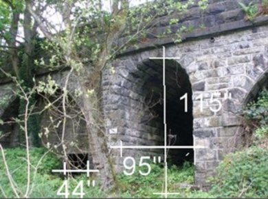 Eastwood subway and culvert dimensions in inches from a survey taken on 25 March 2016.