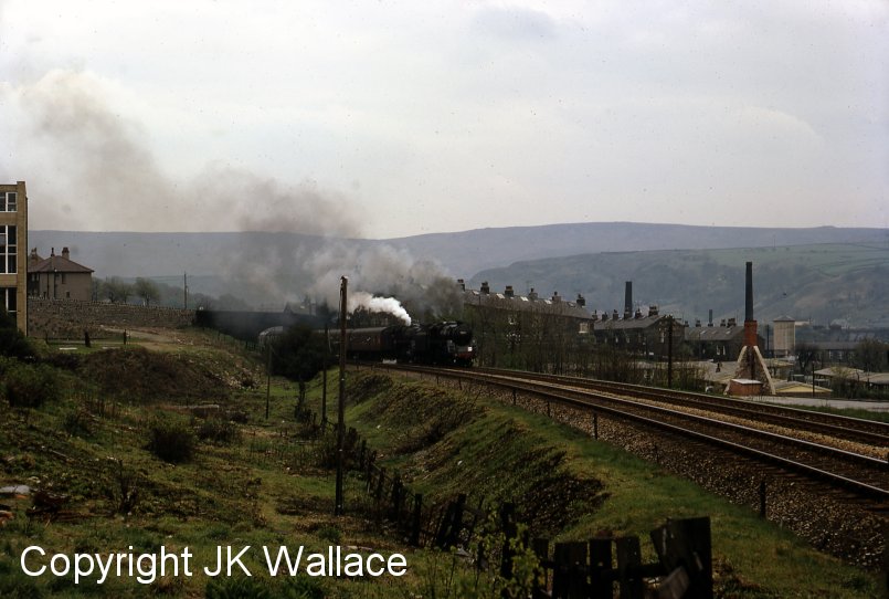 Ferney Lea Bridge with BR Standards 73050 and 73069 heading the SVRS / MRTS 1Z77 North West Tour on 27 April 1968.