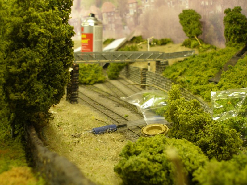 Hall Royd Junction (the model) showing the vegetation around bridge 109