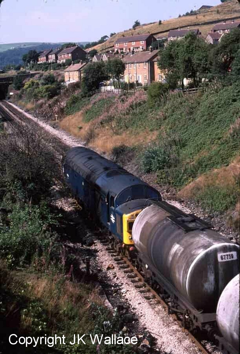 BR Class 40 40126 exits Castle Hill Tunnel and approaches Millwood Tunnel on 26 August 1983