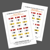 Sample GWR 4mm scale transfers for steel Home & Distant arms showing folded edge and ribbed types