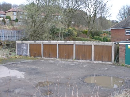 Prototype block of pre-cast concrete garages at Hall Royd