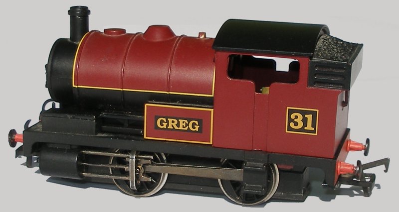 Bachmann starter-set loco 'Greg' with cab openings opened out.