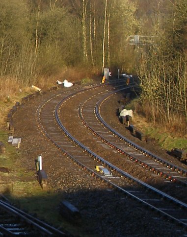 Hall Royd Junction Saturday 22 March 2014 showing stop blocks in the Copy Pit line