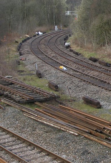 Hall Royd Junction on Sunday 23 March 2014, with no stop blocks a red light...