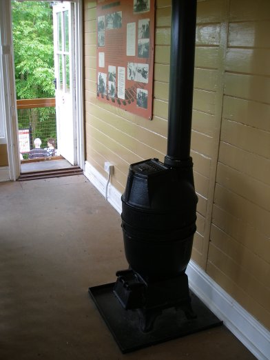 Preserved L&NWR signal box at Hartington on the Tissington Trail 8 June 2014 Stove