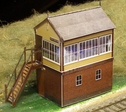 Assembled free downloadable 4mm LNWR Type 5 signal box based on the preserved Hartington box in LMS livery.