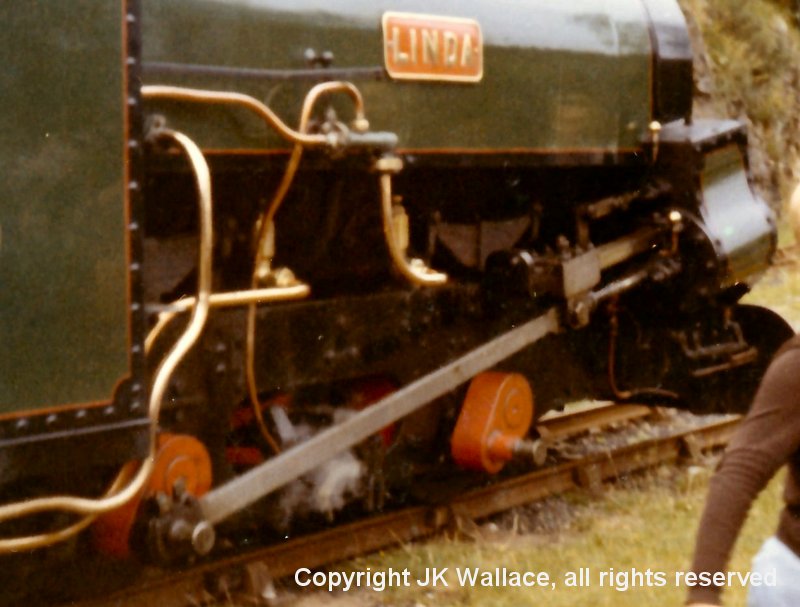 ex-PQR Linda running round at Tan-y-Bwlch, Festiniog Railway, without a coupling rod on the fireman's side, Sunday 31 July 1966.
