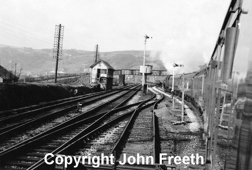 Jubilee 45593 Kohlapur (now preserved) takes the Copy Pit line at Hall Royd Junction (Todmorden) with an Easter Bank Holiday Monday (27 March 1967) excursion train from Bradford Exchange to Blackpool (1X15). Cpyright John Freeth