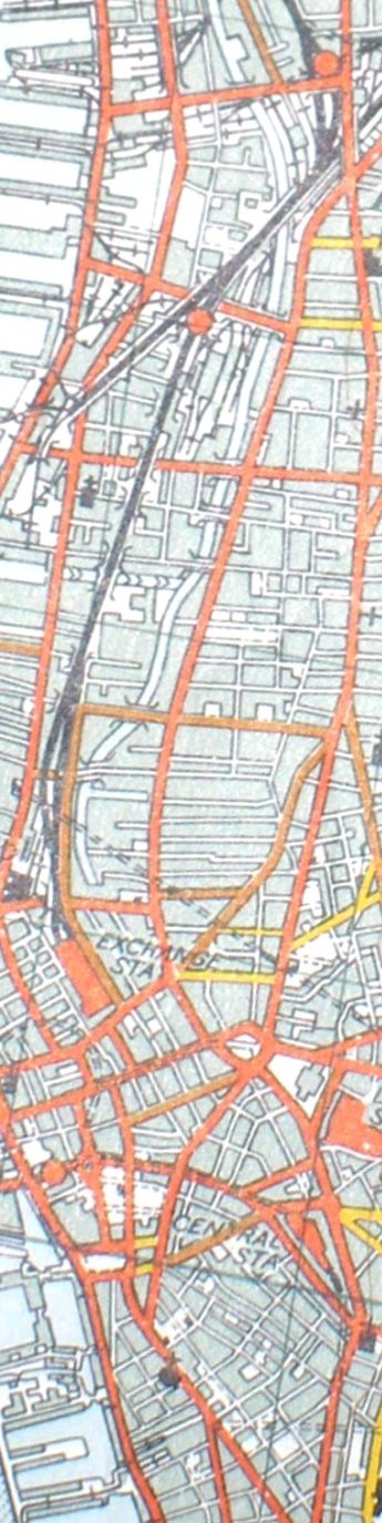 Section from the Ordnance Survey Map 1961 showing railway line from Bank Hall to Liverpool Exchange railway station.