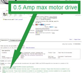 Widget Shop Laisdcc listing showing 0.5 Amp specification