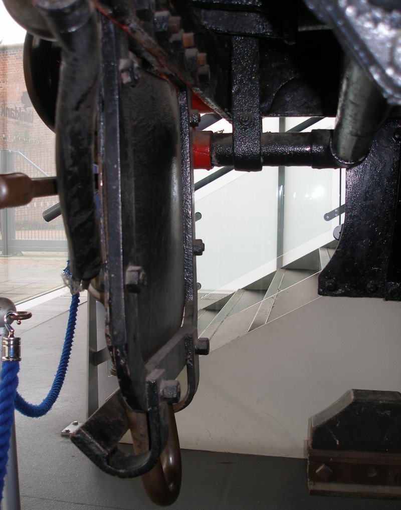 Stanier 'Coronation' Pacific 46235 'City of Birmingham' as seen in the ThinkTank Museum on 10 October 2015, with close-up view of the rear of the AWS bang plate.