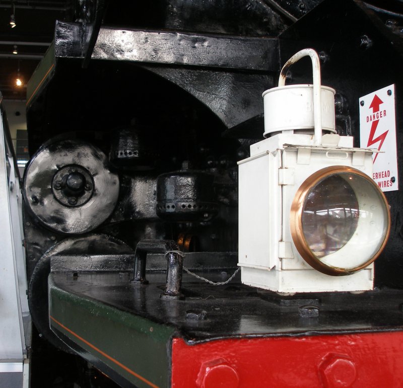 Stanier 'Coronation' Pacific 46235 'City of Birmingham' as seen in the ThinkTank Museum on 10 October 2015. Front footplating, cylinder front and handrail detail, Fireman's side. 