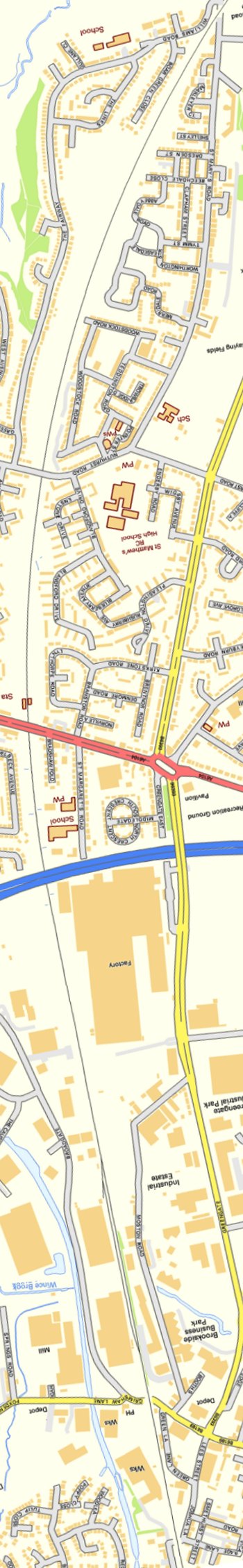 Section from Ordnance Survey OpenSource mapping 2013 showing L&YR railway line from Moston Station to Joshua Lane bridge