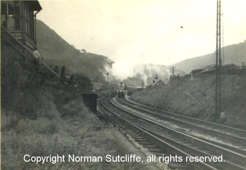 60022 A4 'Mallard' approaches Cornholme signal box with the Northern Rubber special: photo courtesy of Norman Sutcliffe.