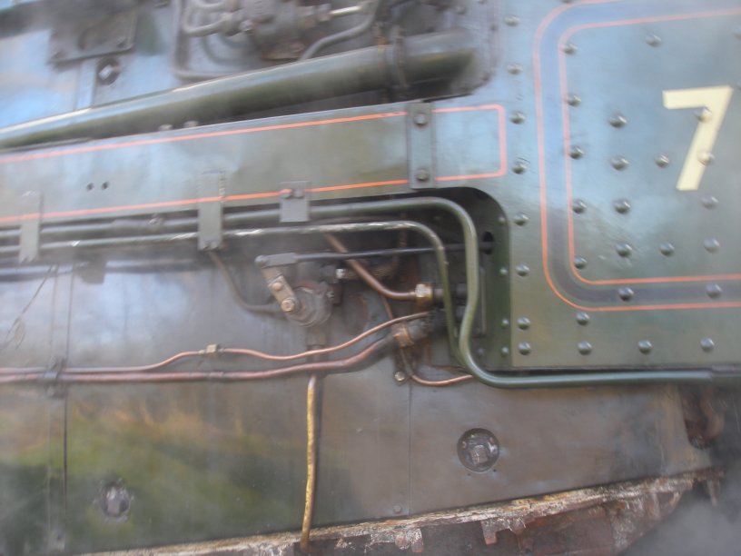 Detail shot of 70014 'Oliver Cromwell' pipes 