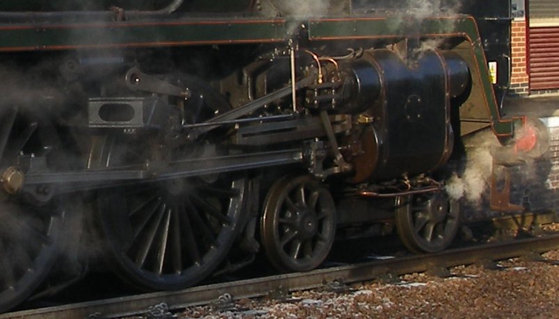 Detail shot of 70014 'Oliver Cromwell' motion, fireman's side