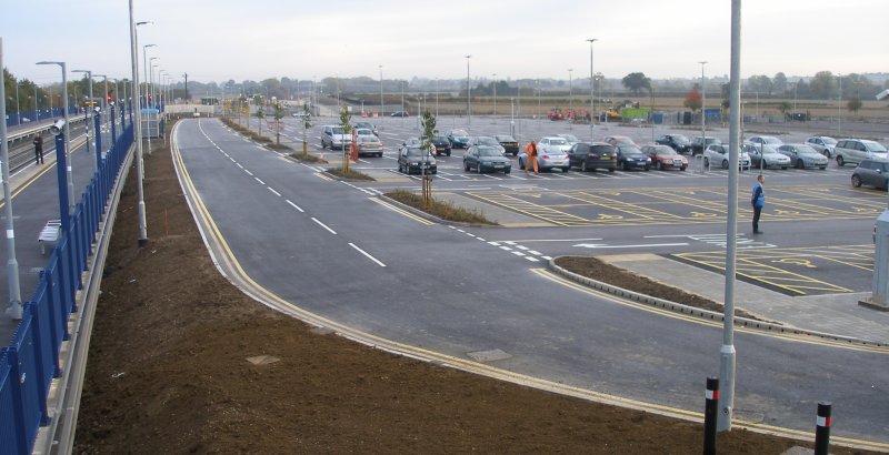 The new car park at Oxford Parkway seen from the footbridge on 25 October 2015.